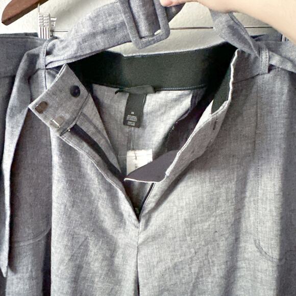 Lane Bryant Linen Blend Gray Blue High Rise Belted Bermuda Shorts Plus Size 26 - Picture 4 of 11